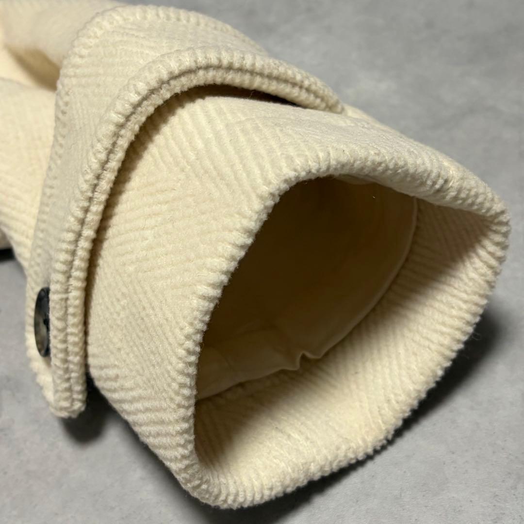 美品 23区 ヘリンボーン ダッフルコート 46 オフホワイト 定価6.6万円