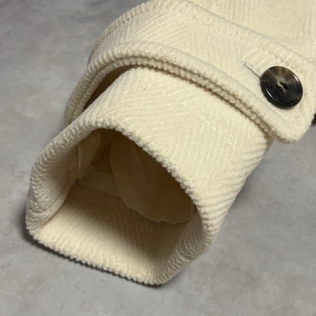 美品 23区 ヘリンボーン ダッフルコート 46 オフホワイト 定価6.6万円