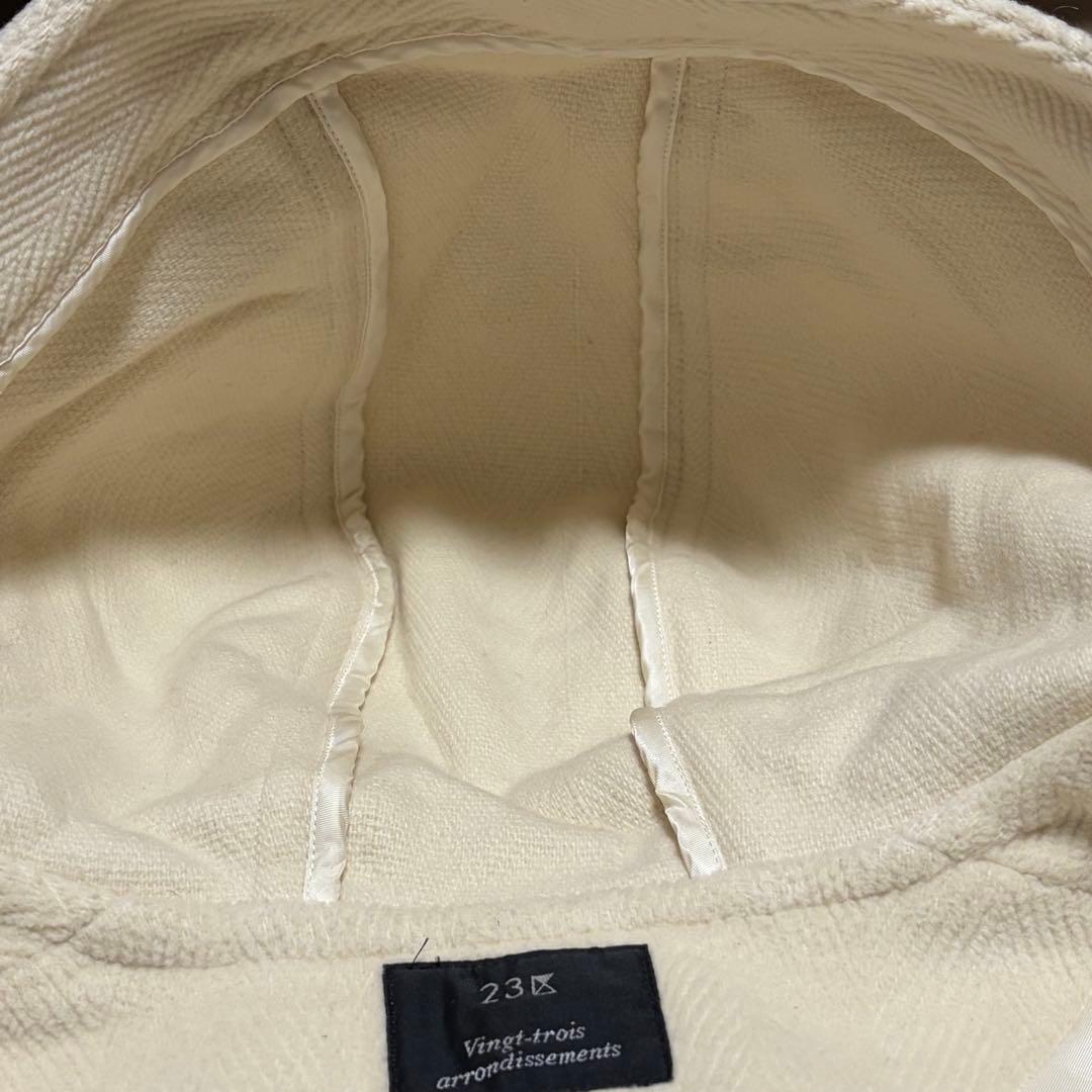 美品 23区 ヘリンボーン ダッフルコート 46 オフホワイト 定価6.6万円