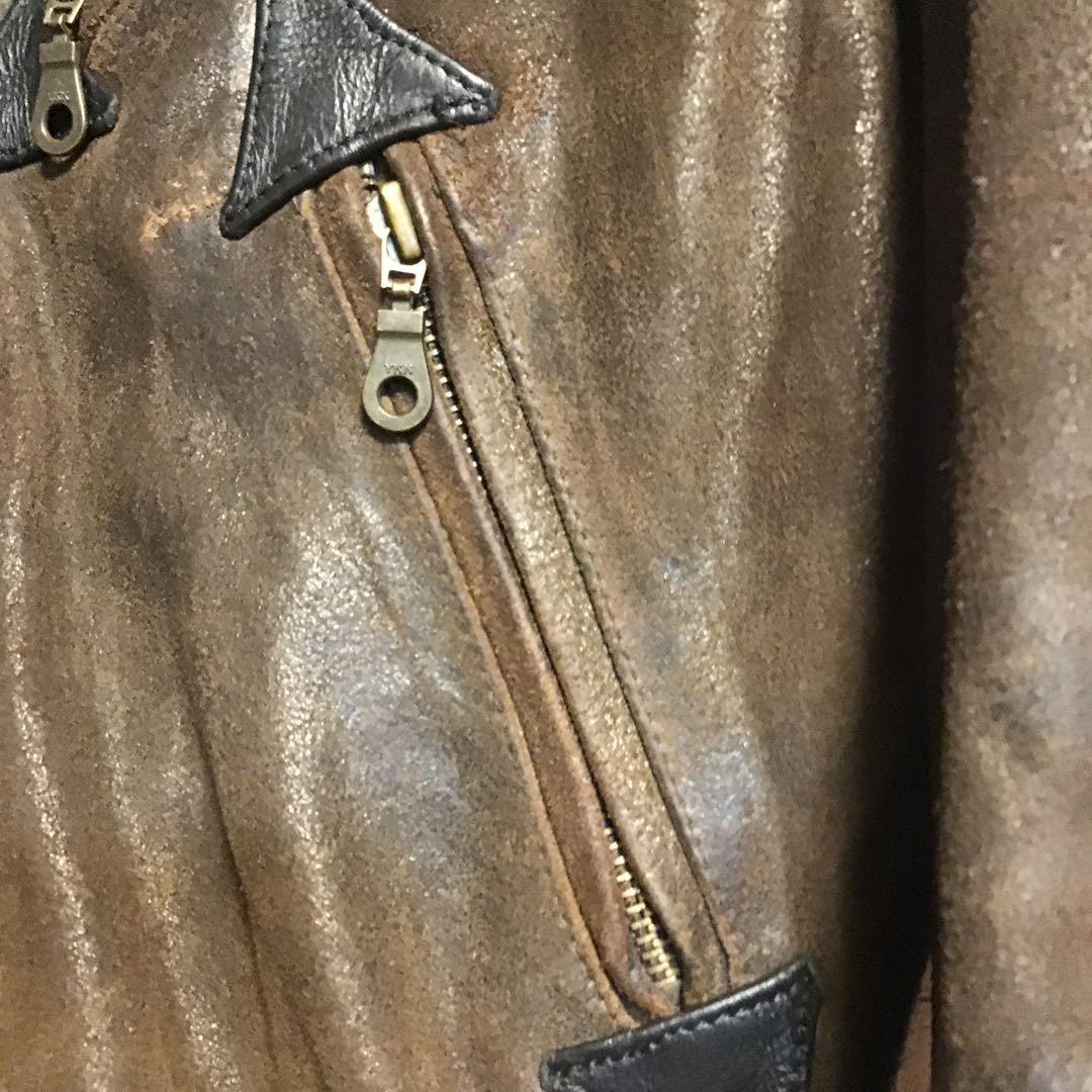 ユーロ　ビンテージ　ダブルライダース　レザー　ステンシル　ペイント　カスタム