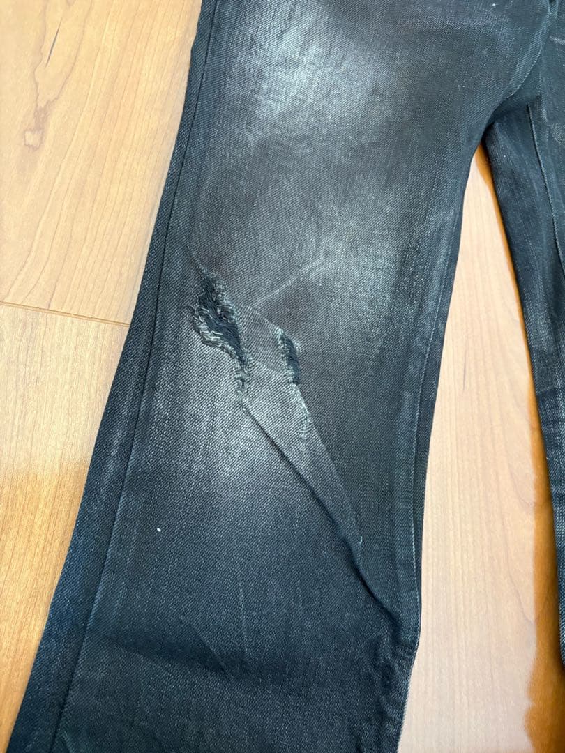 FUGAブラックダメージデニムパンツ