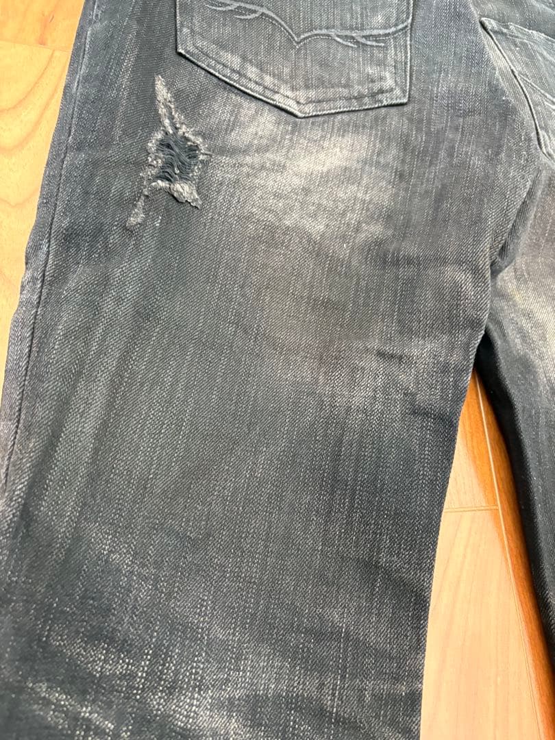 FUGAブラックダメージデニムパンツ