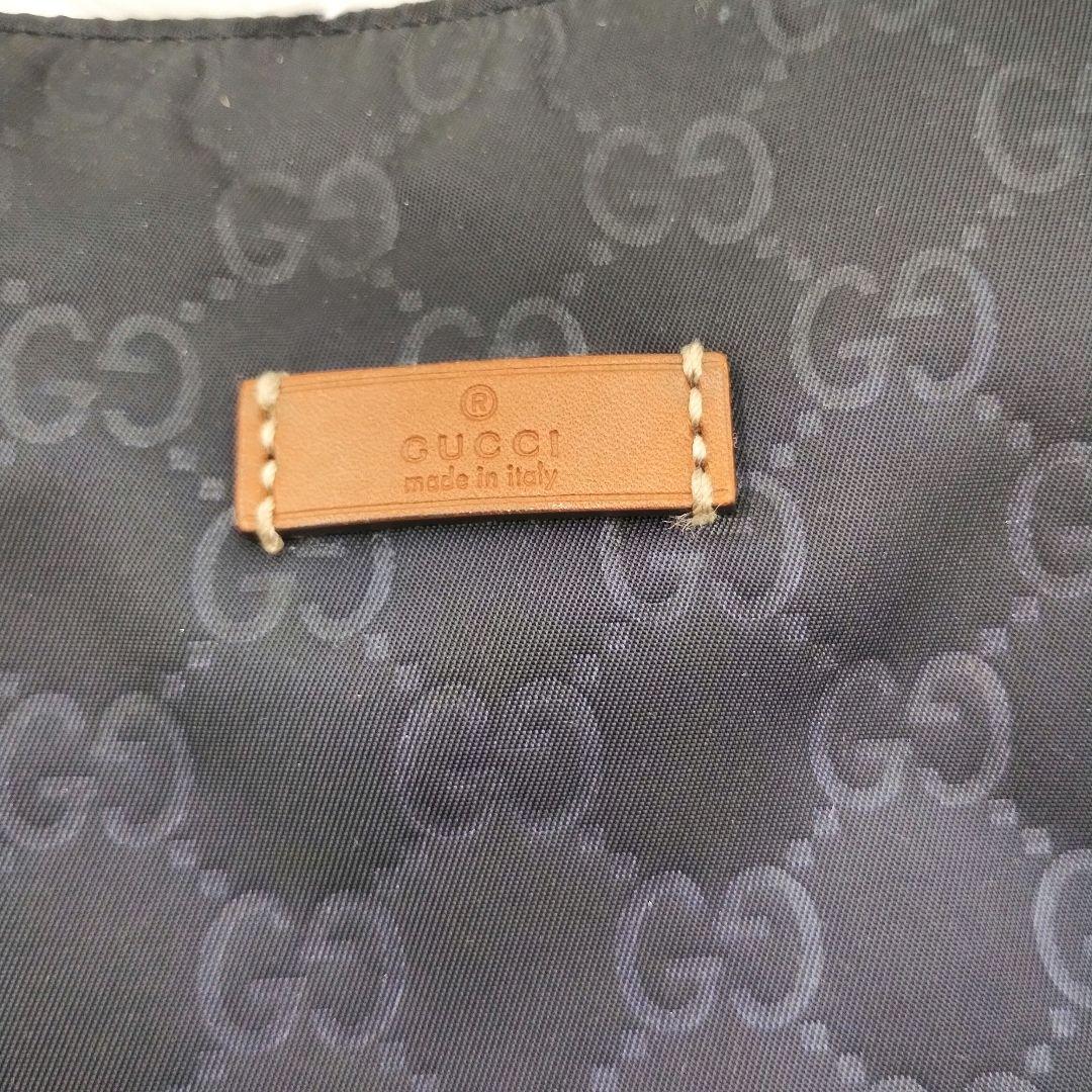 GUCCI✨️ナイロン レザー トートバッグ ショルダーバッグ ネイビー GG柄