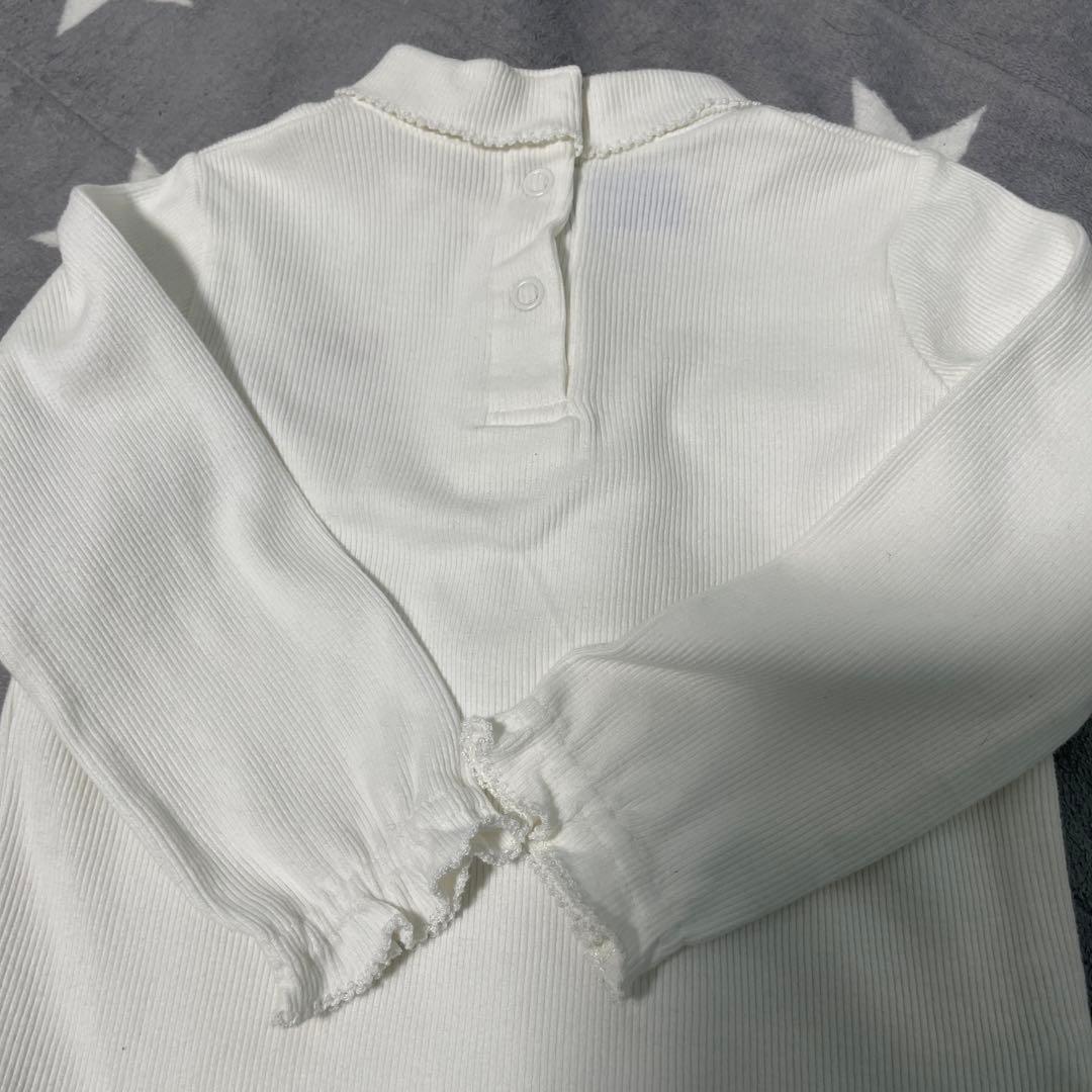 美品familiarファミリア♡ジャンバースカート＆綿タートルブラウスSET90