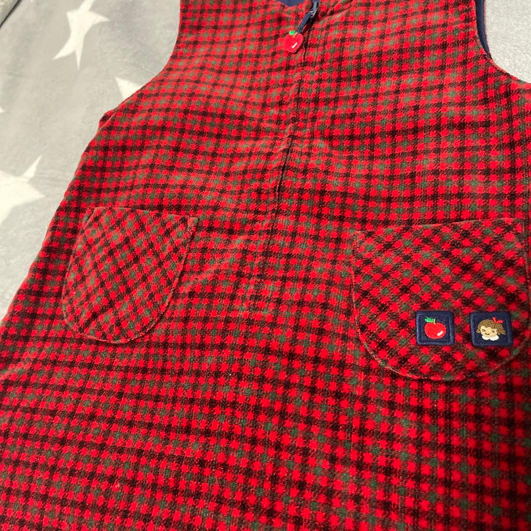 美品familiarファミリア♡ジャンバースカート＆綿タートルブラウスSET90