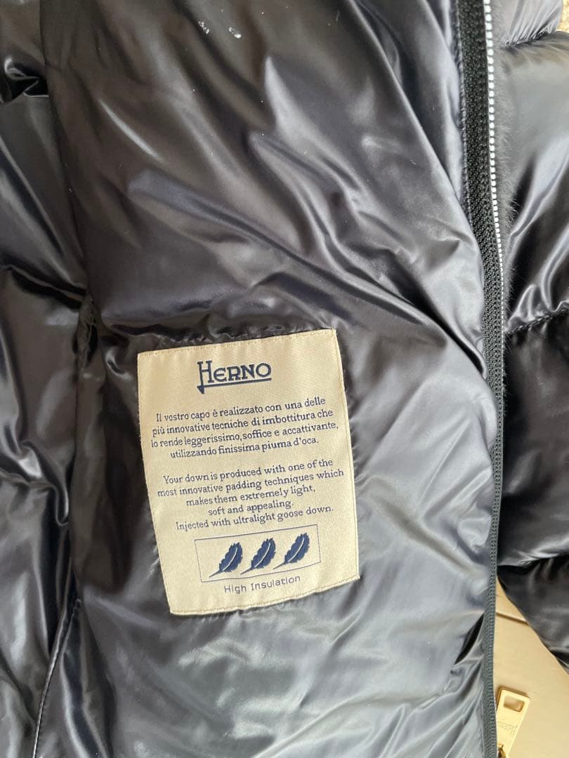 ヘルノ HERNO エコファー切り替えダウンジャケット ブルゾン ブラック40