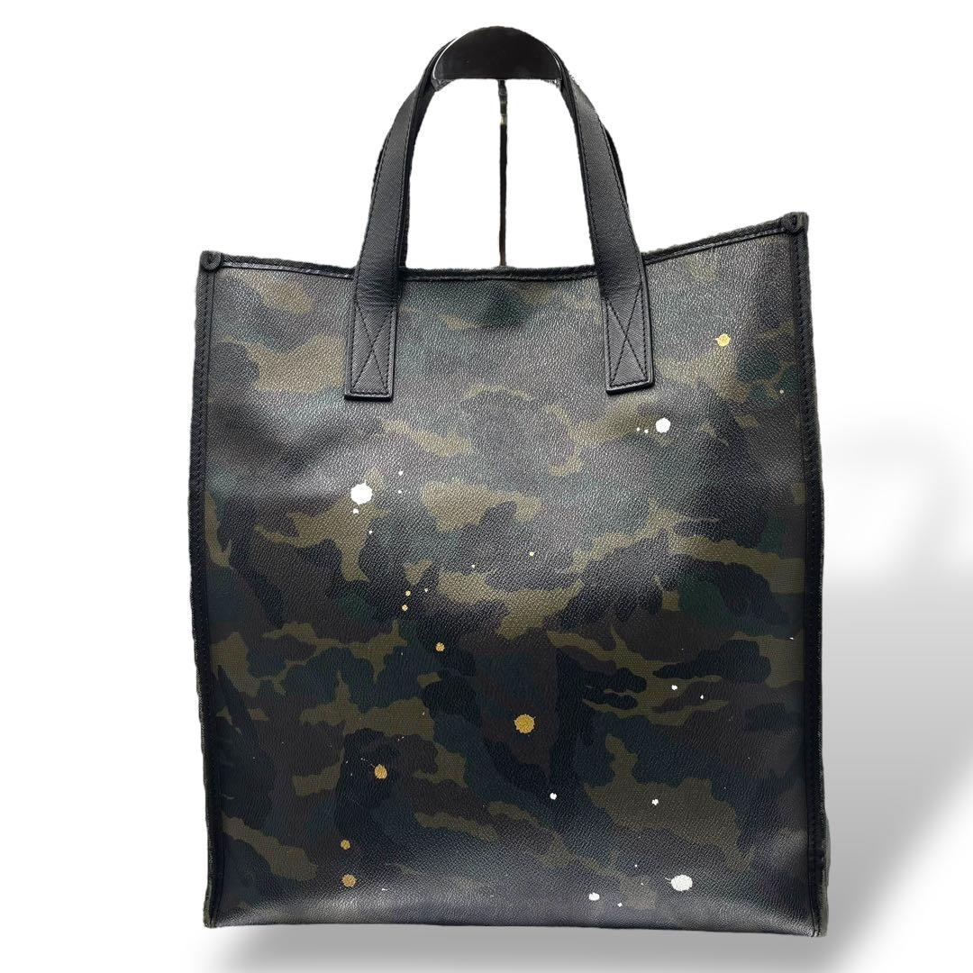 【ヴィンテージ】ジャンティバンティ　カモフラ柄　ハンドバッグ　PVC レザー　黒