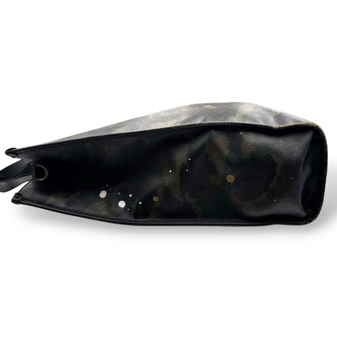 【ヴィンテージ】ジャンティバンティ　カモフラ柄　ハンドバッグ　PVC レザー　黒