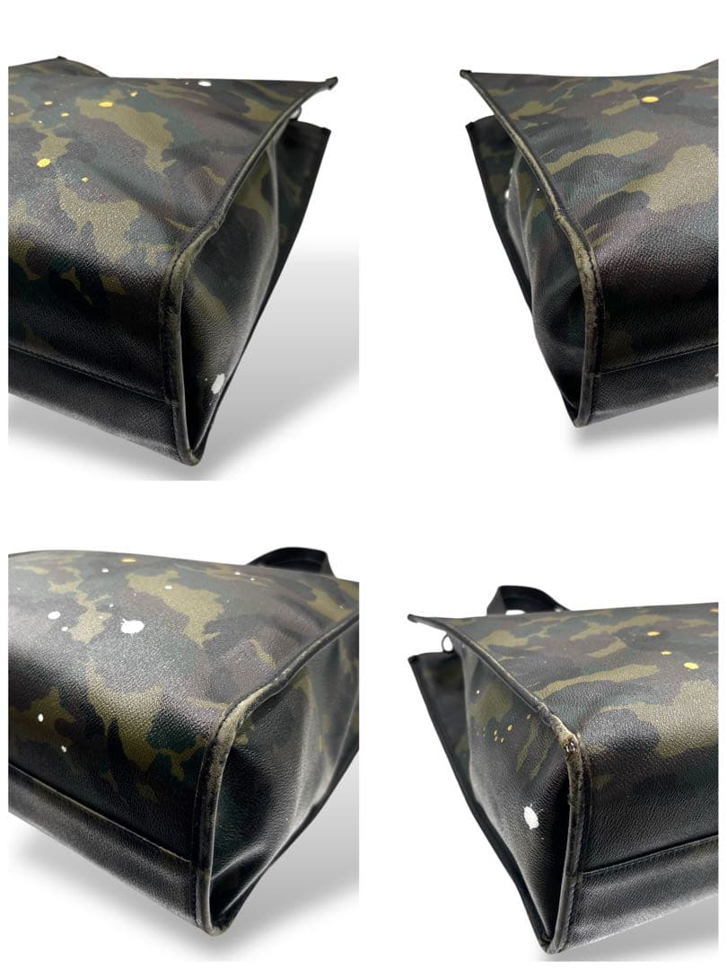 【ヴィンテージ】ジャンティバンティ　カモフラ柄　ハンドバッグ　PVC レザー　黒