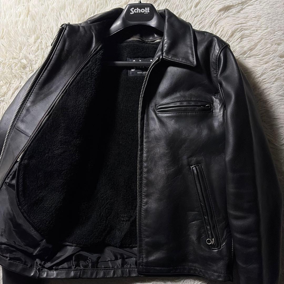 【米国製】schott ライダースジャケット 642 本革　黒　36 USA製