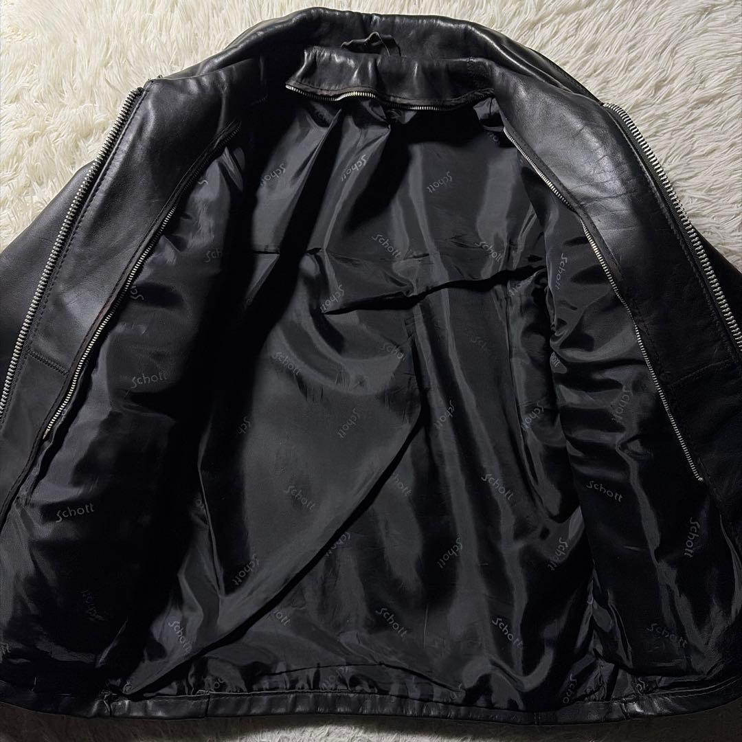 【米国製】schott ライダースジャケット 642 本革　黒　36 USA製