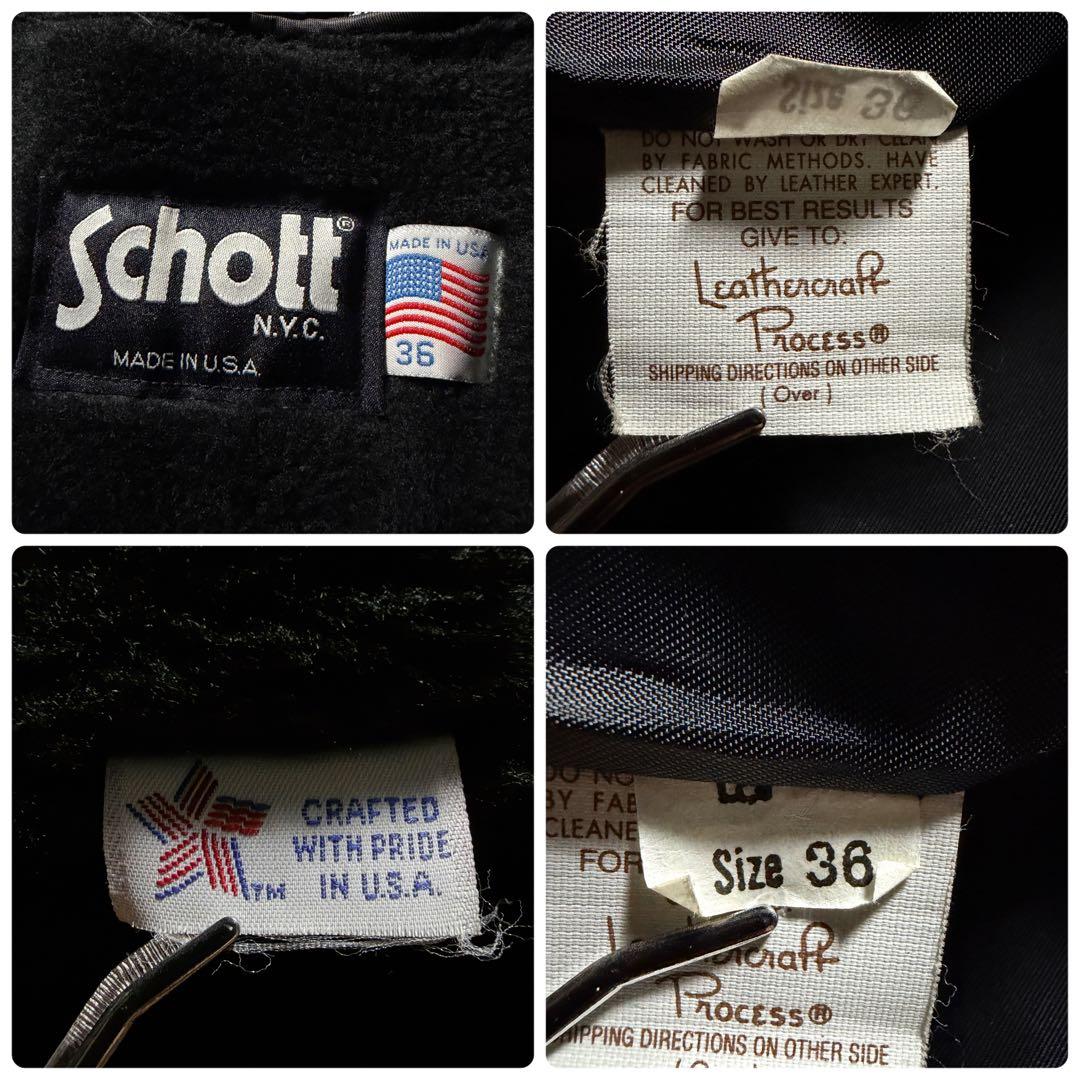 【米国製】schott ライダースジャケット 642 本革　黒　36 USA製