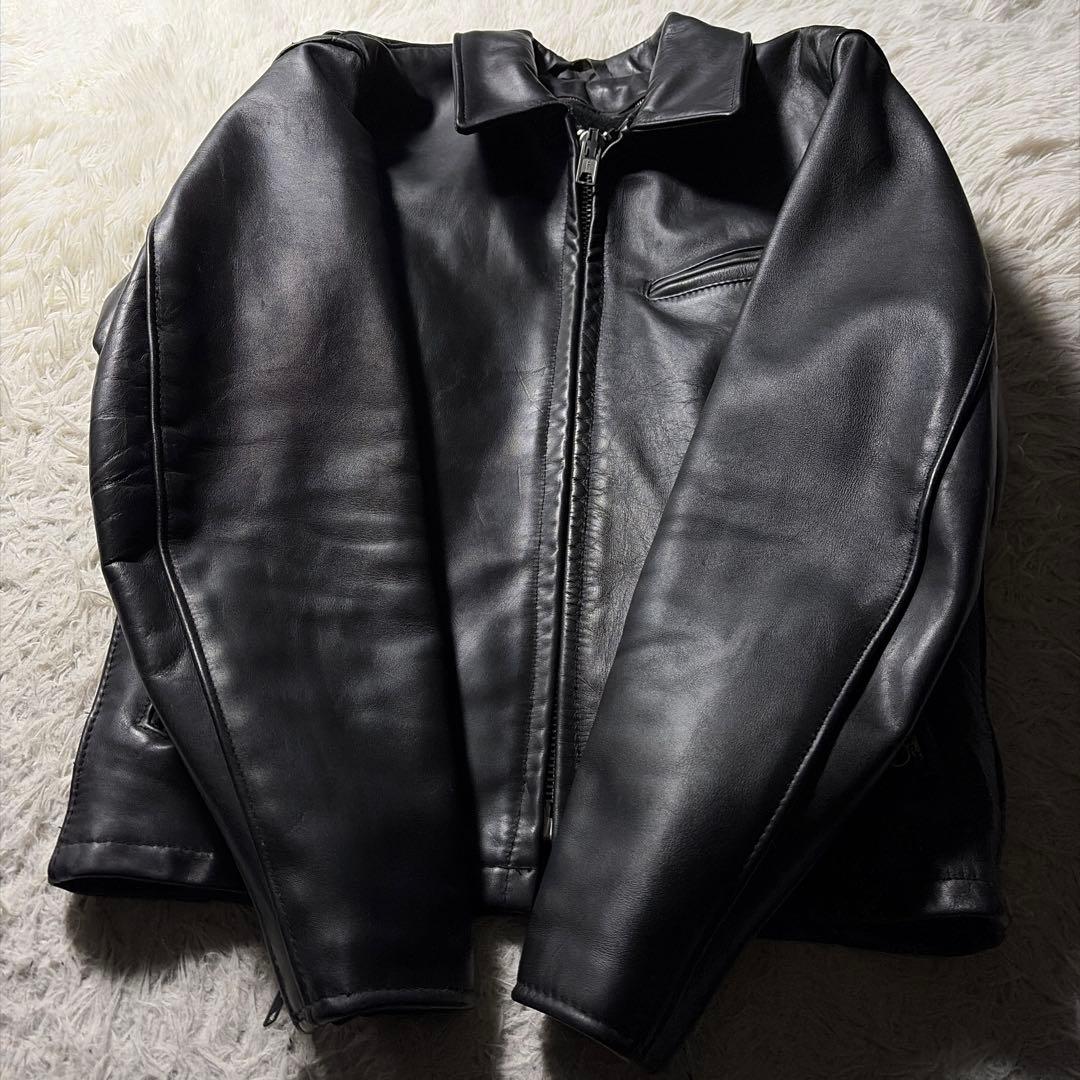 【米国製】schott ライダースジャケット 642 本革　黒　36 USA製
