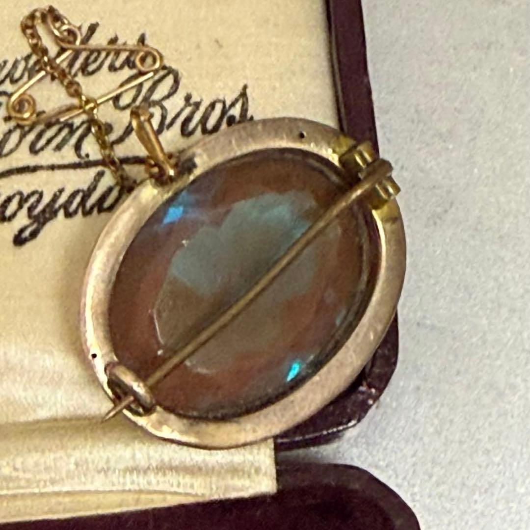 アンティーク　サフィレット　特大オーバル　ブローチ　ペンダントトップ　2ウェイ