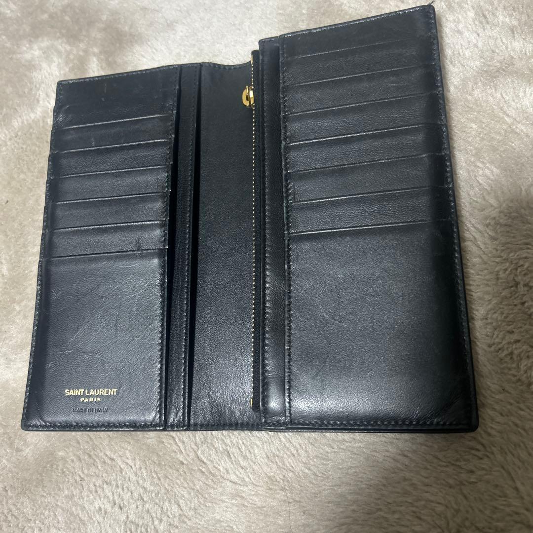 SAINT LAURENT ブラック 長財布 クロコダイル型押し