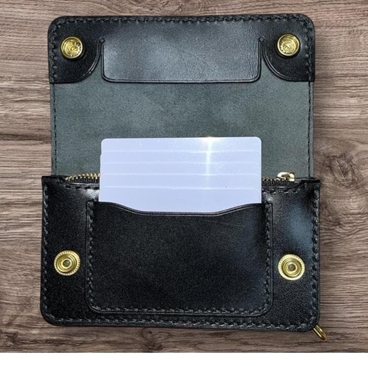 ゴリオ ⑥ミドルトラッカーウォレット/栃木レザー/ホック真鍮/小判カン真鍮