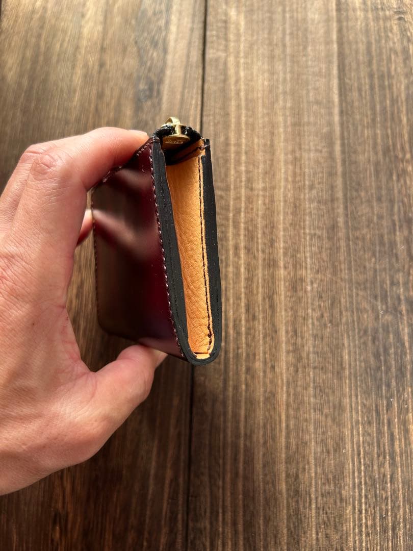 ☆ふくページ　コードバン　バーガンディ　コンパクトウォレット