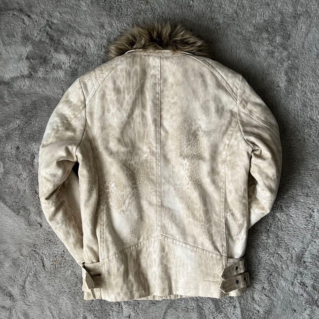 Tornado Mart ファー付きレザーライダースジャケット