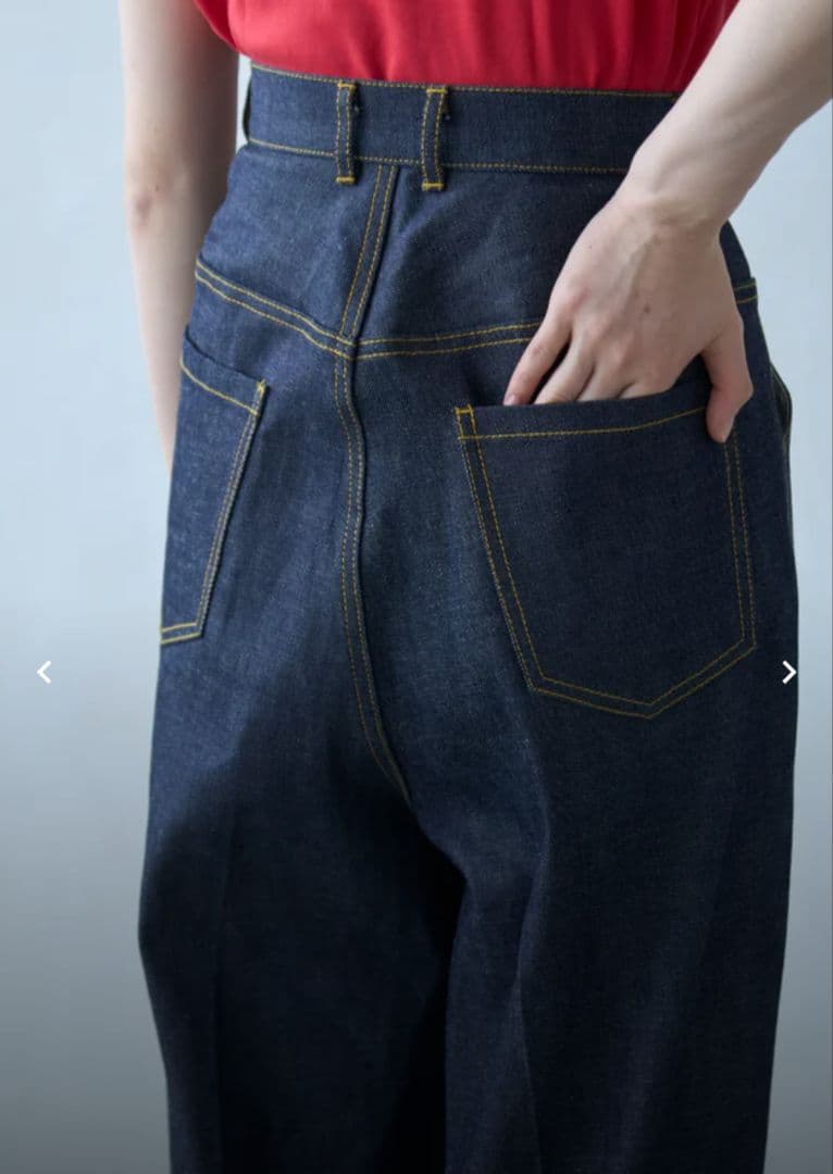 新品／タグ付│foufou 11oz denim tuck pants Mサイズ