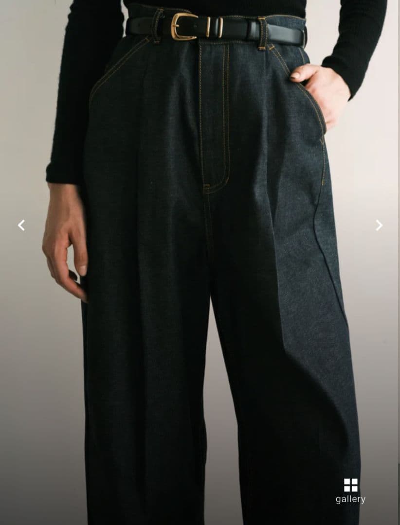 新品／タグ付│foufou 11oz denim tuck pants Mサイズ