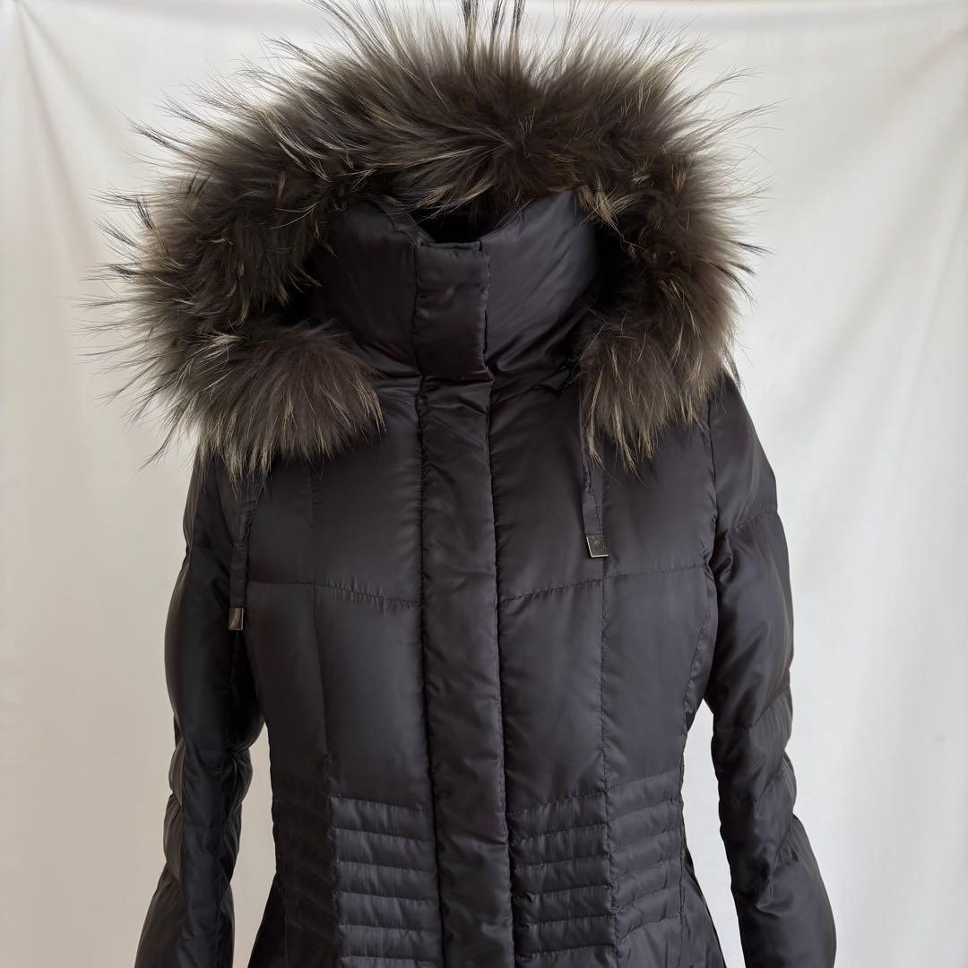 23区 オンワード ゆったり シレータフタ ロングダウンコート 黒 40 細見え