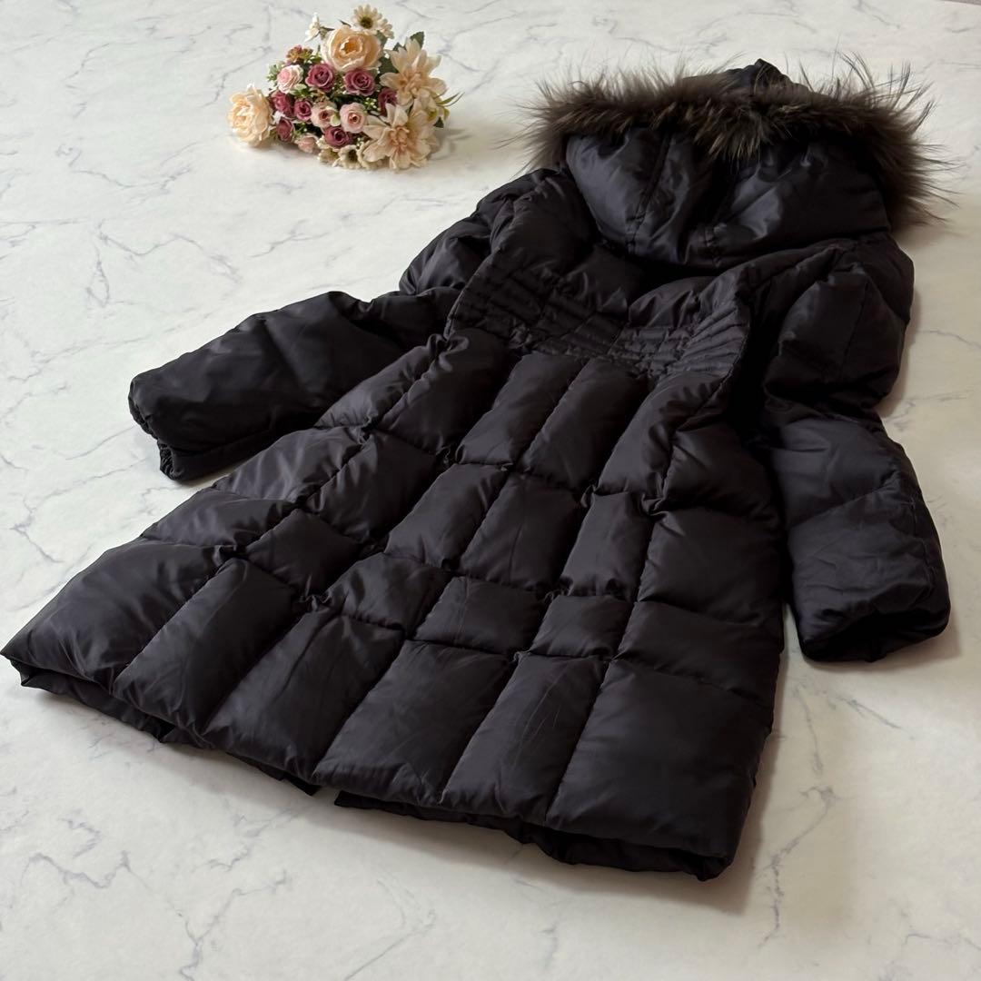 23区 オンワード ゆったり シレータフタ ロングダウンコート 黒 40 細見え