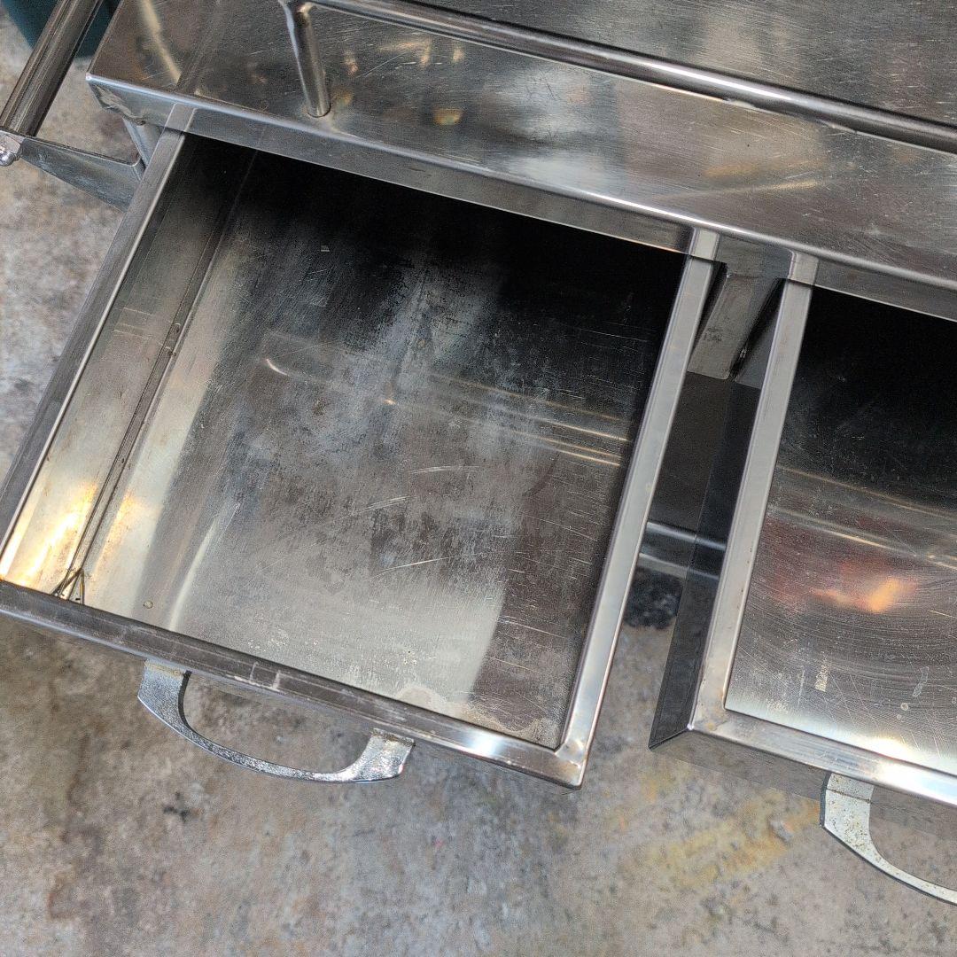 ステンレス製 医療用引出し付カート メディカルワゴン 回診車 キャスター付作業台