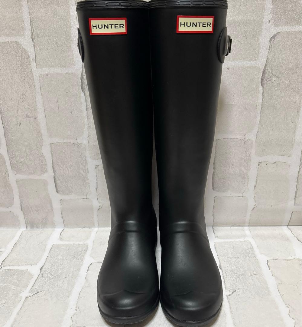 HUNTER 【ハンター 】レインブーツ ベルト付き ブラック　約23cm
