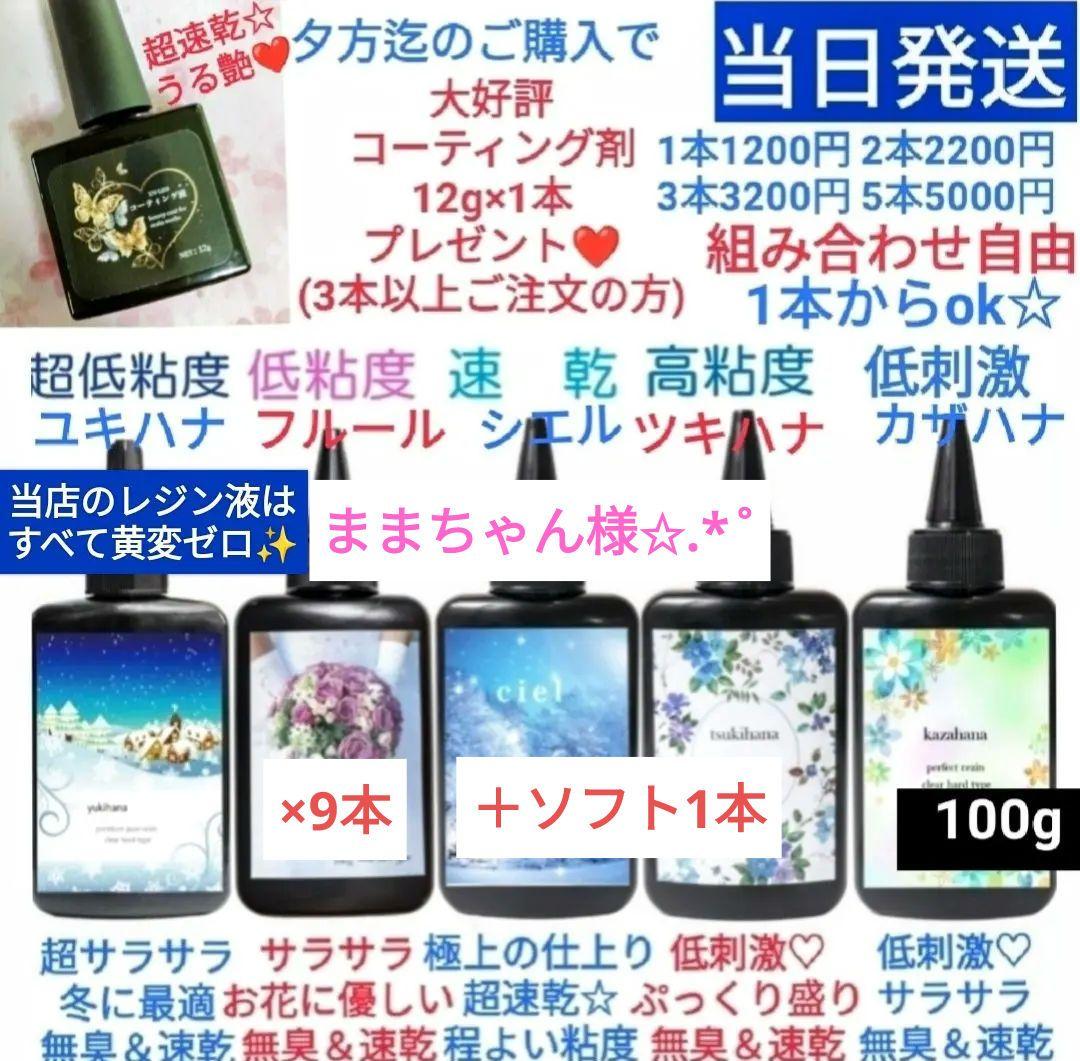専用レジン液 フルール9本、ソフト1本、コーティング剤つき✩.*˚