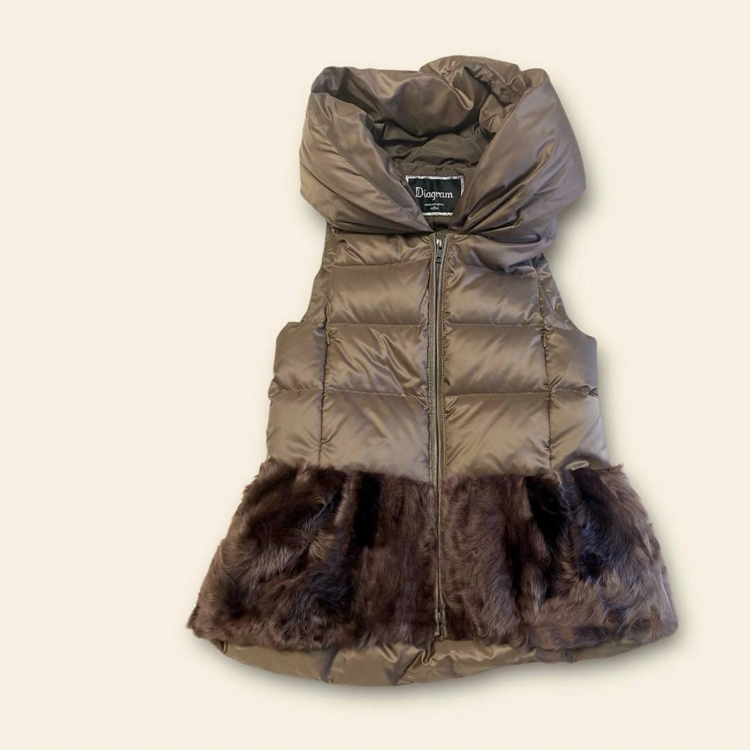 未使用級✨Diagram ラムファー切替 ダウンベスト　ブラウン　フード　36
