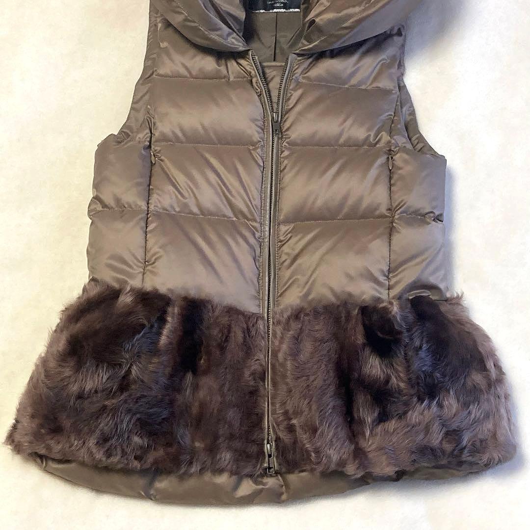 未使用級✨Diagram ラムファー切替 ダウンベスト　ブラウン　フード　36
