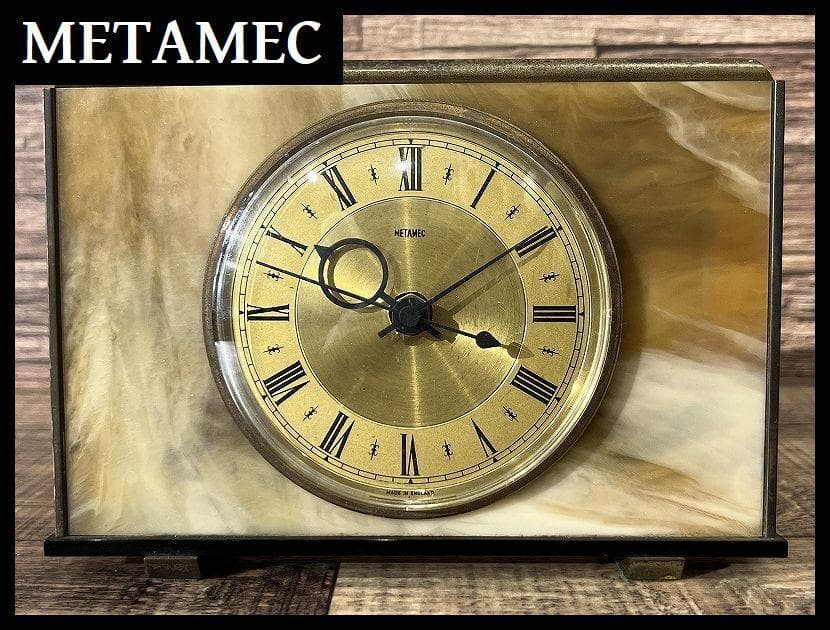 希少 メンテ済 英国製 MATAMEC 大理石 真鍮 コンビ ビンテージ 置時計