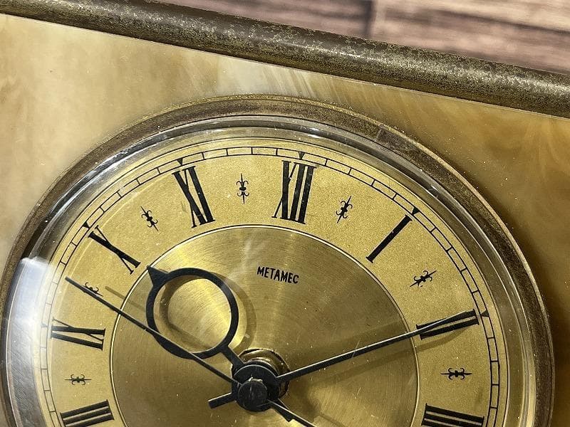 希少 メンテ済 英国製 MATAMEC 大理石 真鍮 コンビ ビンテージ 置時計