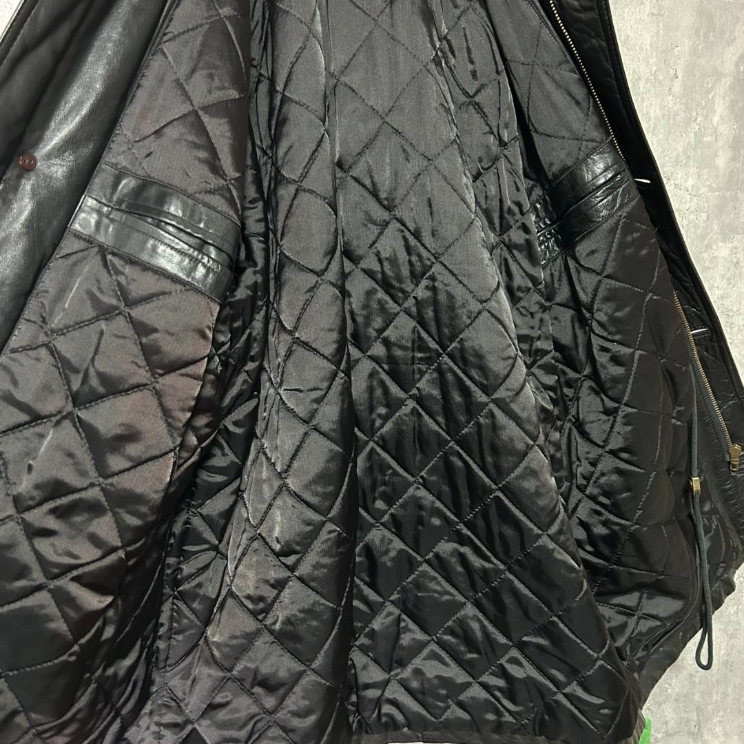 ヴィンテージ 牛革 カウレザー カーコート 黒 本革 肩パッドなし