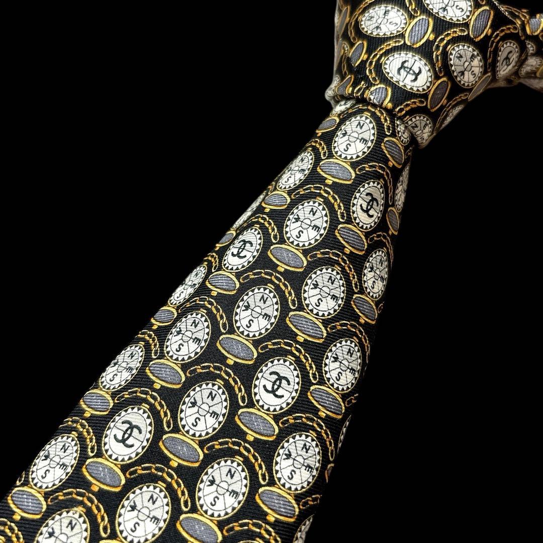 CHANEL ココマーク コンパス柄 希少 ネクタイ チェーン付 ハイブラ