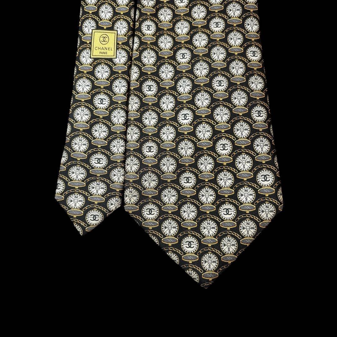 CHANEL ココマーク コンパス柄 希少 ネクタイ チェーン付 ハイブラ