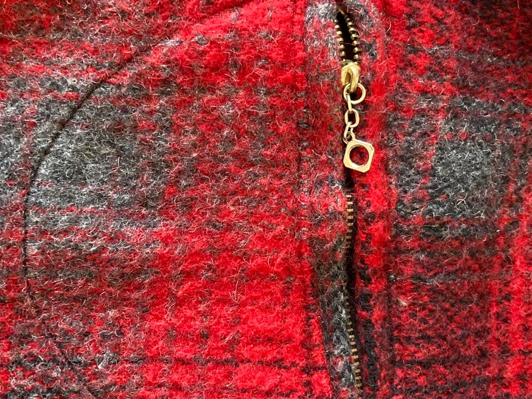 melton綾織りウールオンブレ（濃淡）チェックジッパージャケット 製造USA