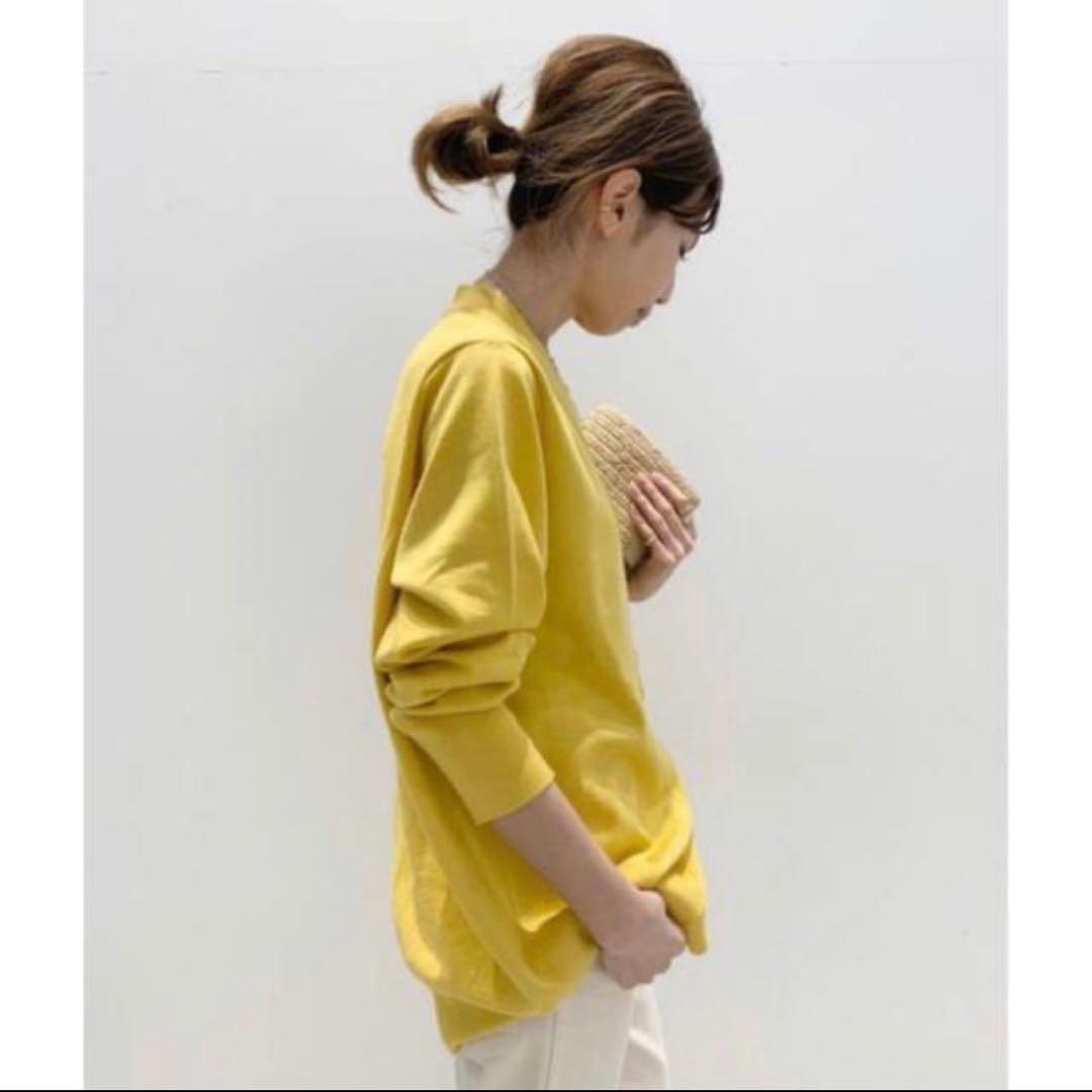 アパルトモン　ドゥーズィエムクラス　コットンシルクⅤネックカーディガン　黄