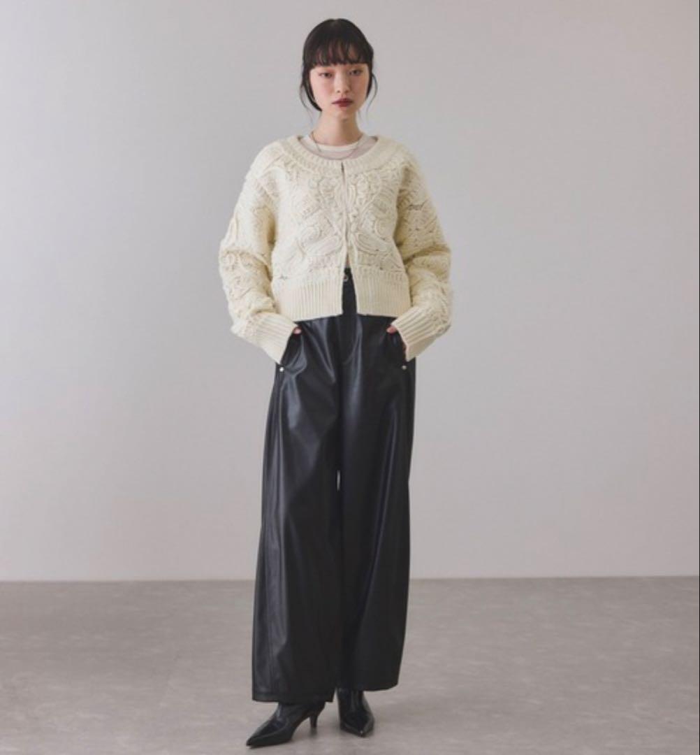 コードレースパターンニットカーディガン