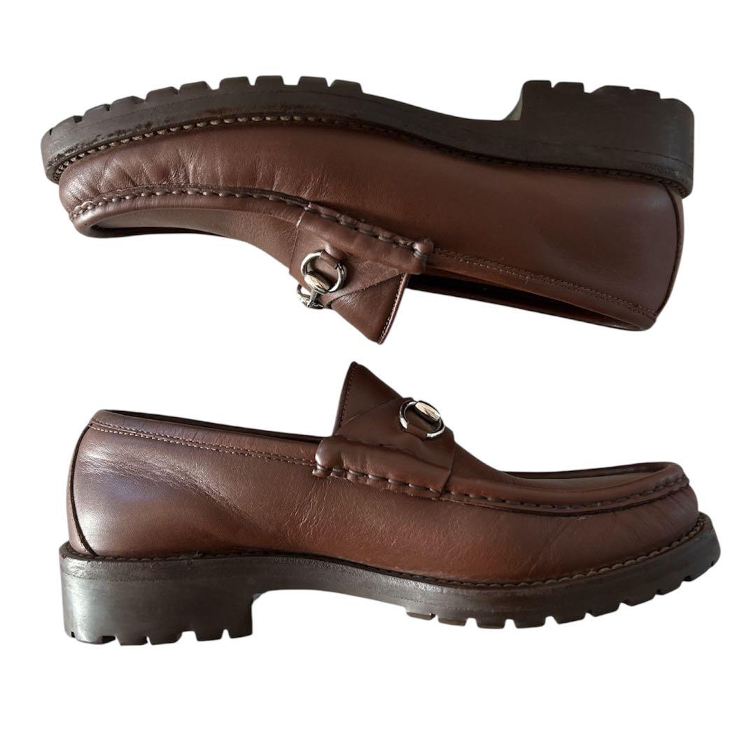 グッチ　ビットローファー　レザー　ブラウン