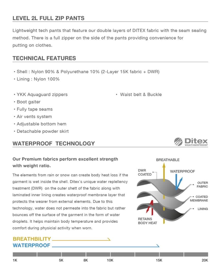 新品 Dimito LEVEL 2L FULL ZIP PANTS Lサイズ