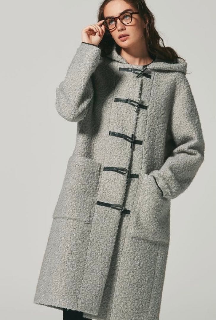 セオリー　人気ボアダッフルコート美品グレージュ　ブークレ