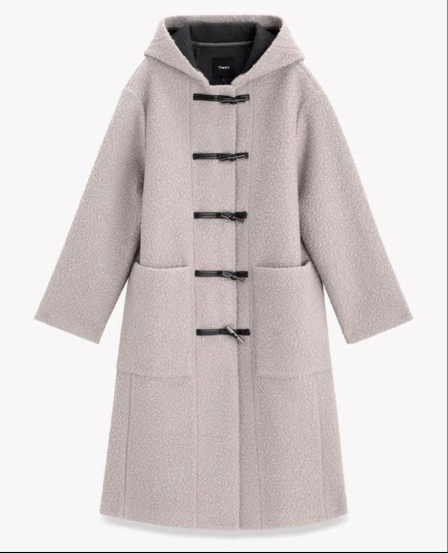 セオリー　人気ボアダッフルコート美品グレージュ　ブークレ