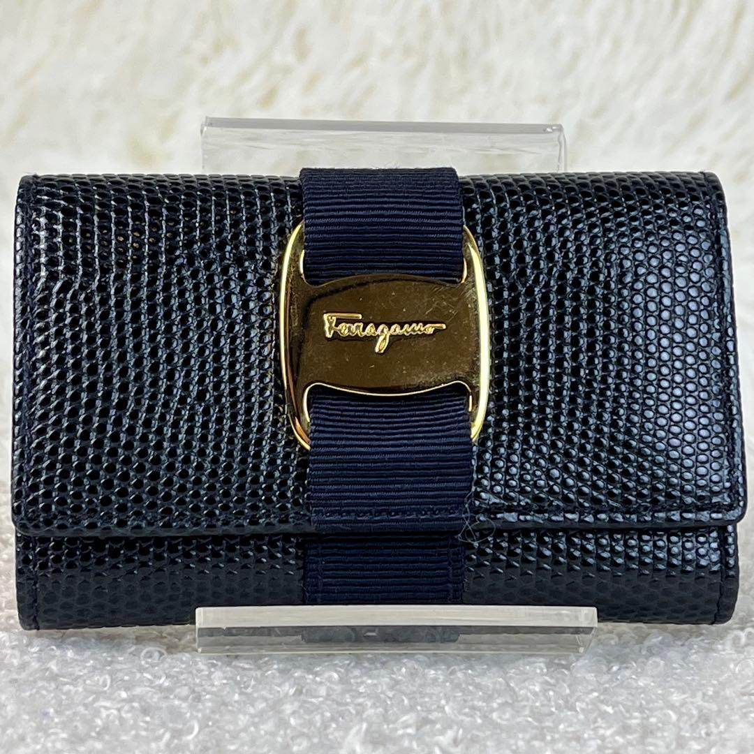 新品未使用　Salvatore Ferragamo 6連キーケース　ヴァラリボン