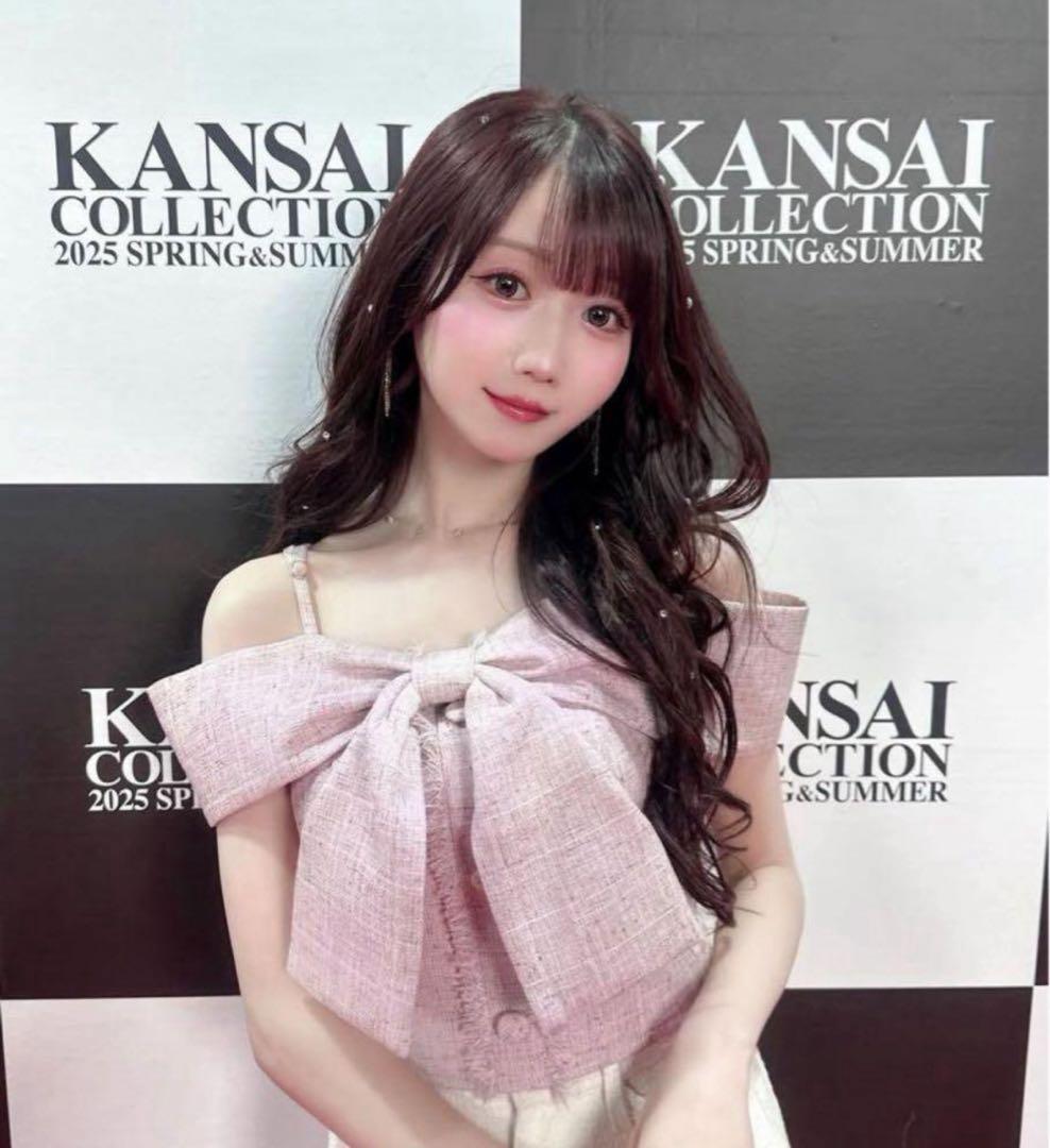 lip service ツイードリボンオフショルトップス ピンク