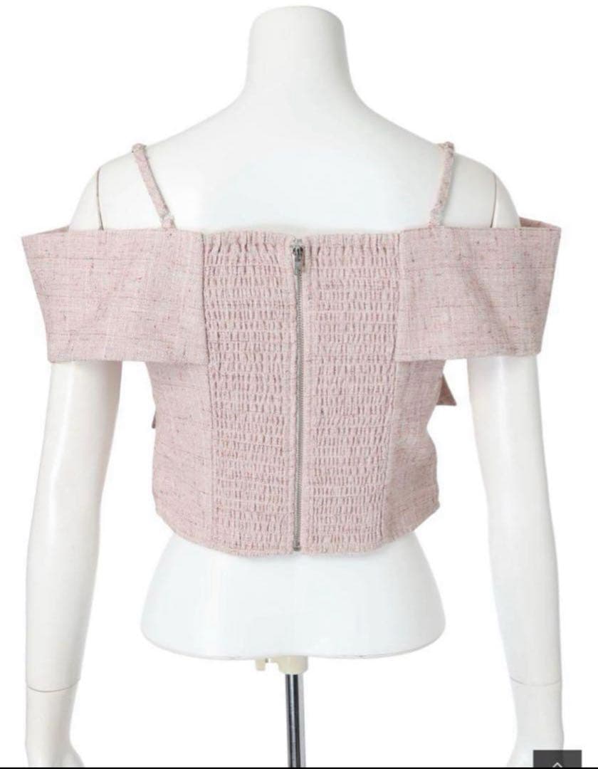 lip service ツイードリボンオフショルトップス ピンク