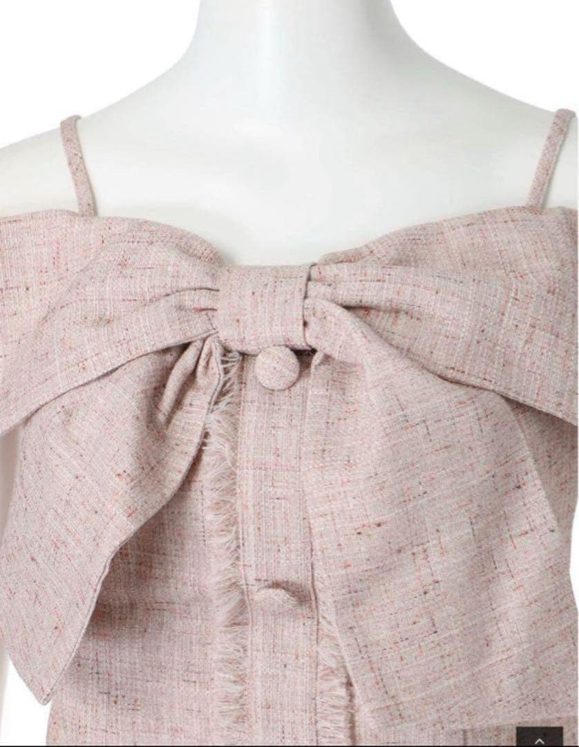 lip service ツイードリボンオフショルトップス ピンク