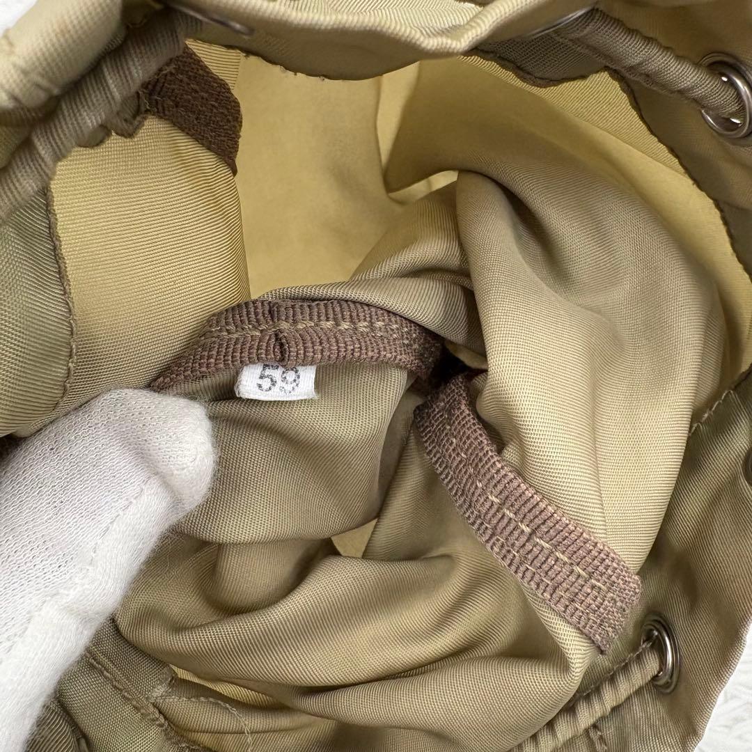 PRADA テスートナイロン 巾着バッグ アクセサリーポーチ カーキ 三角ロゴ