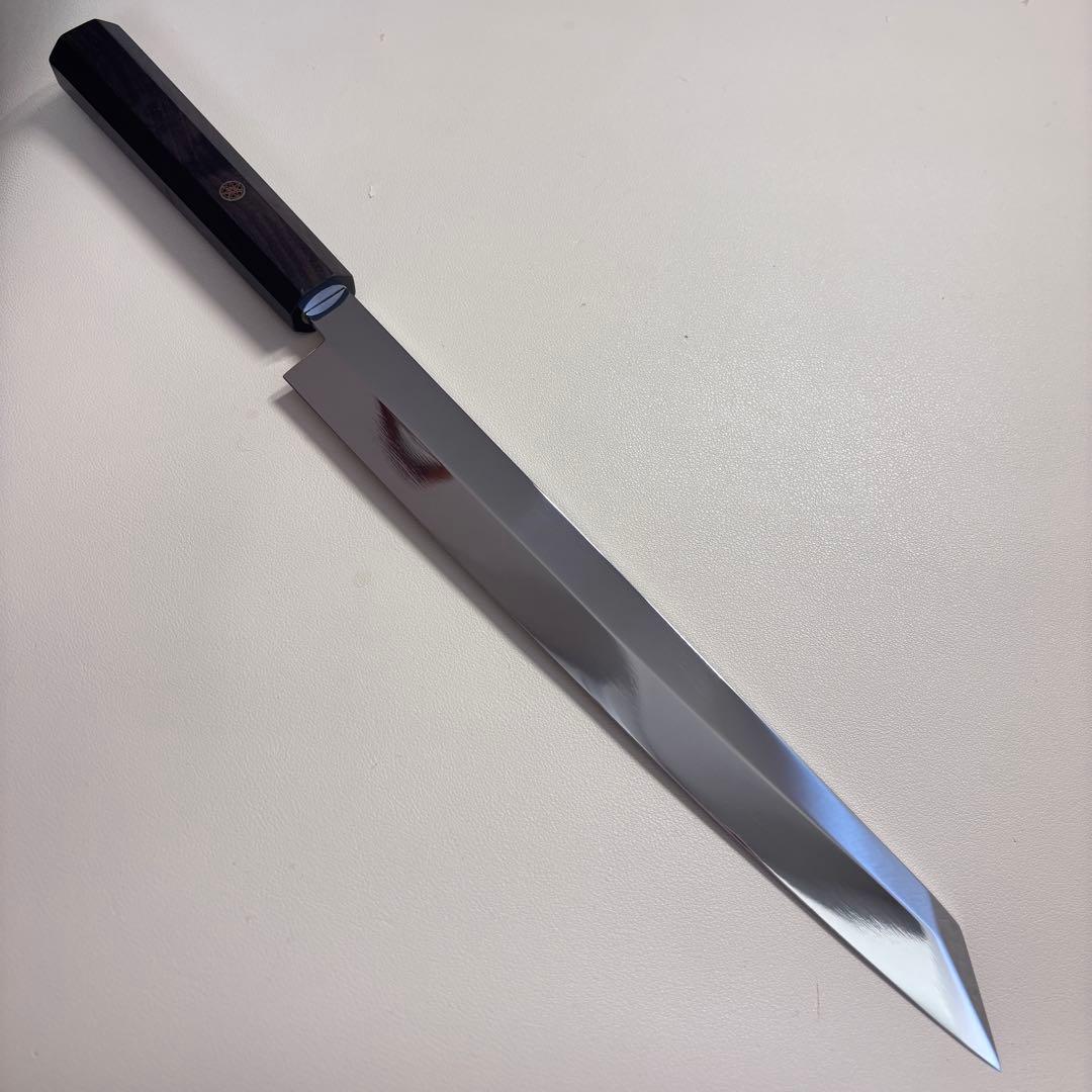 【特価限定】270mm 切付柳刃包丁 鏡面　黒檀八角柄 刺身包丁 「全鋼」'ᘲ