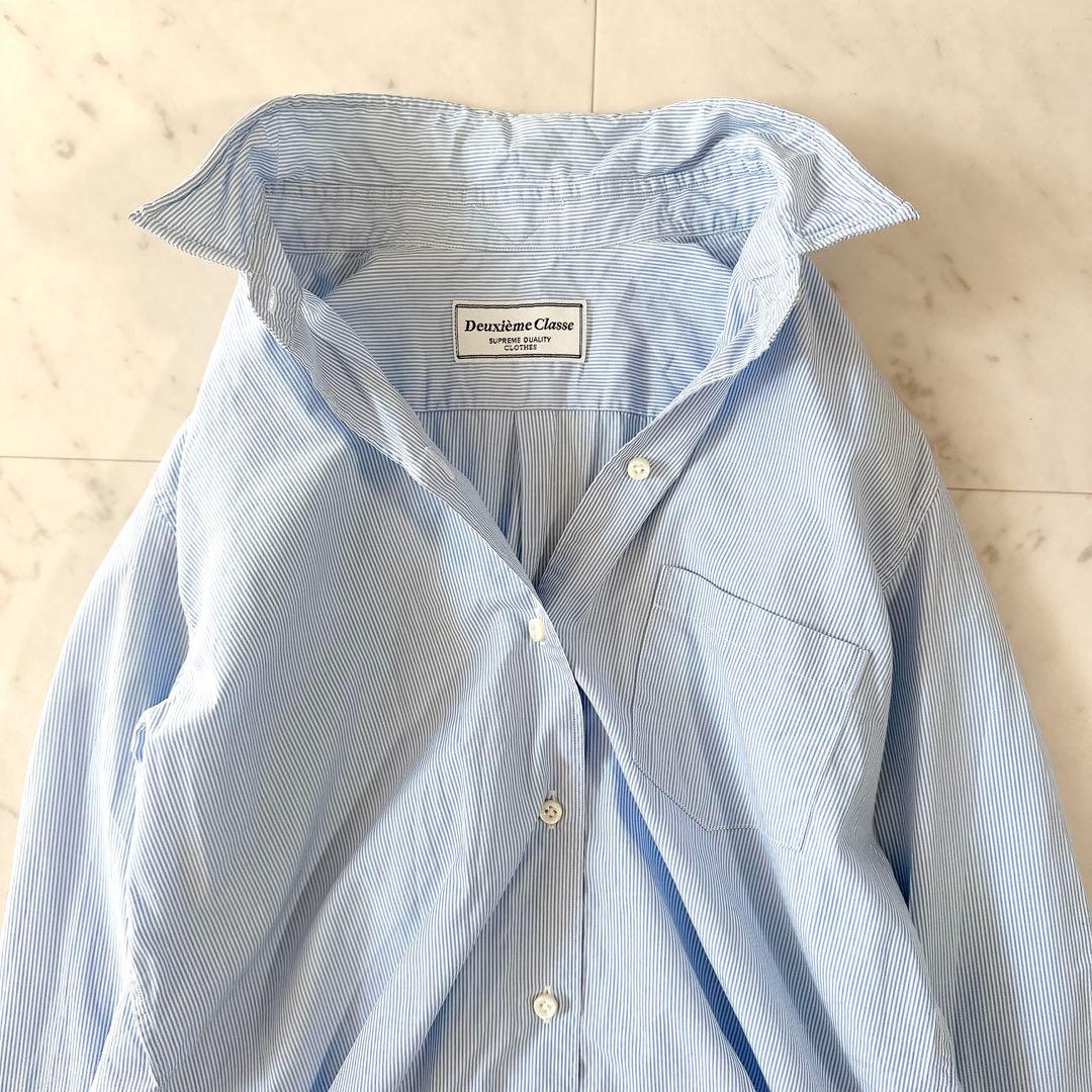 美品♪ドゥーズィエムクラス ワイヤーWASHシャツ ストライプシャツ 長袖 人気